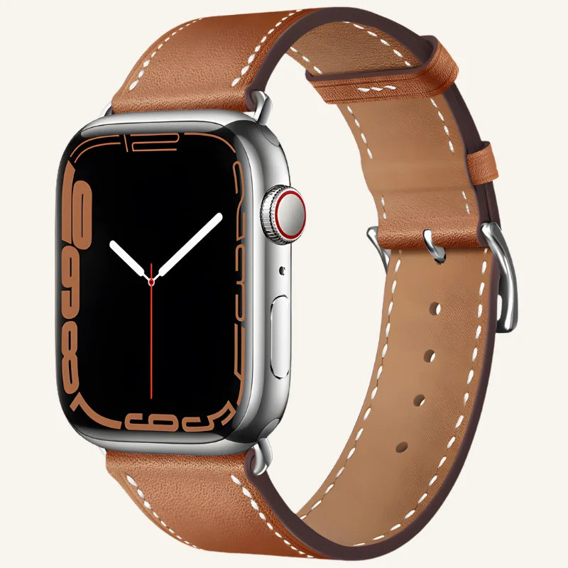bracelet en cuir pour Apple Watch argent