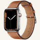 bracelet en cuir pour Apple Watch argent