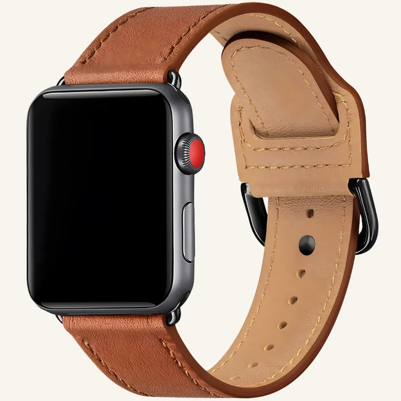 bracelet en cuir boucle pour Apple Watch noir marron