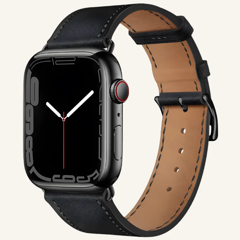 bracelet en cuir pour Apple Watch noir