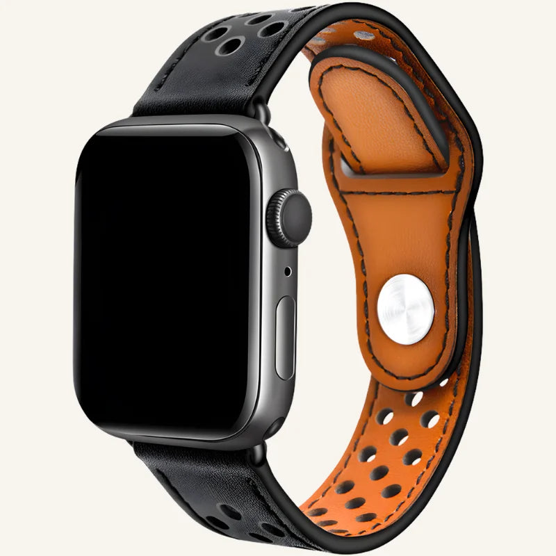 bracelet en cuir pour apple watch respirant