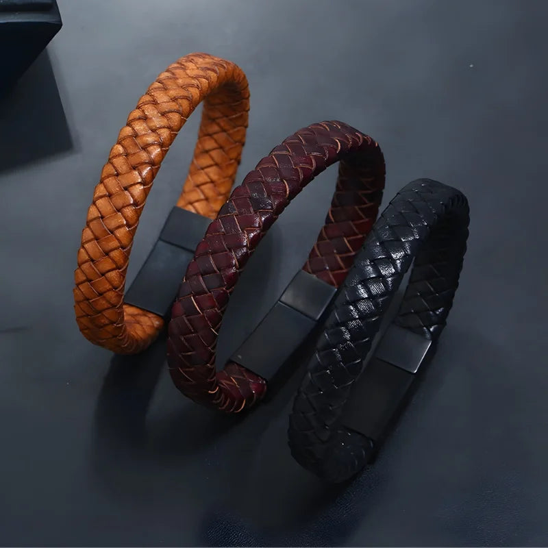 bracelet en cuir tressé homme