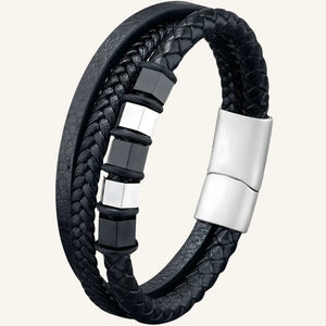 bracelet en cuir triple acier