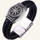 bracelet épais en cuir boussole viking