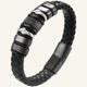 bracelet homme acier et cuir noir