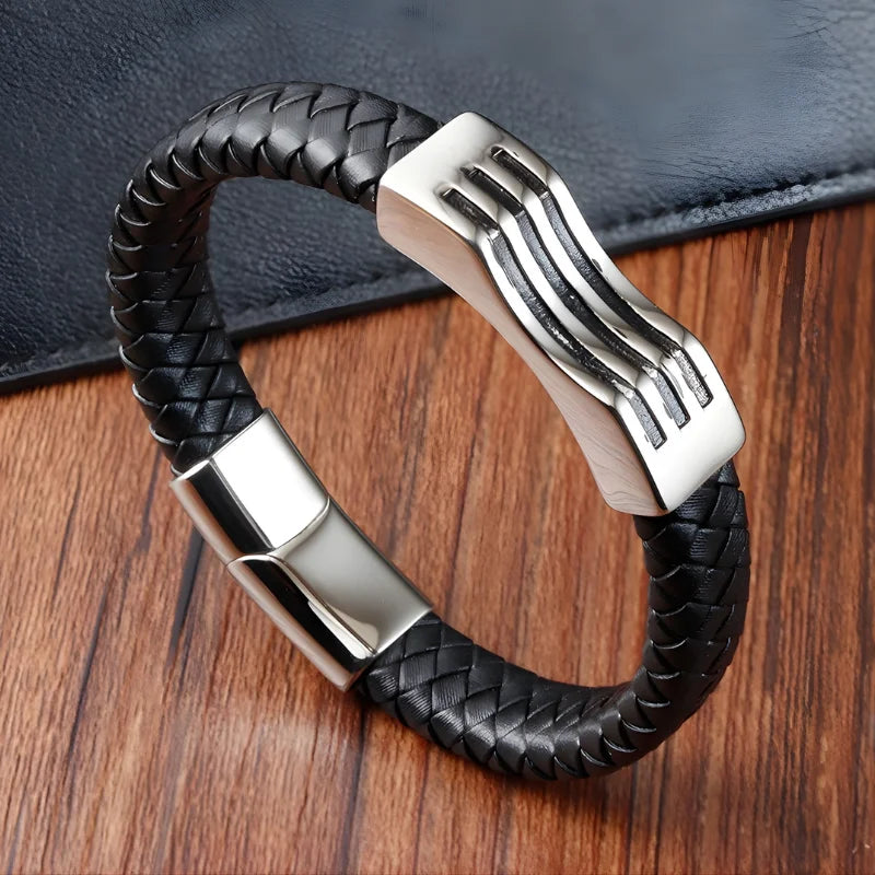 démo bracelet homme cuir acier