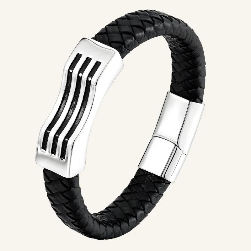 bracelet homme cuir acier