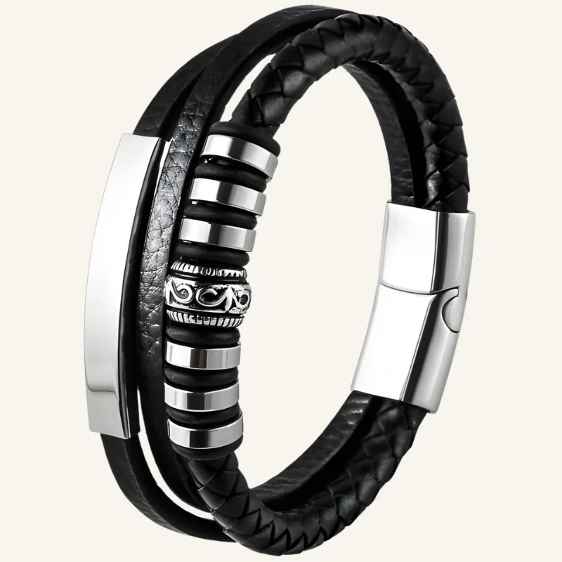 bracelet homme cuir et acier