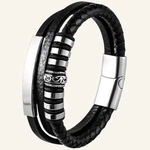 bracelet homme cuir et acier