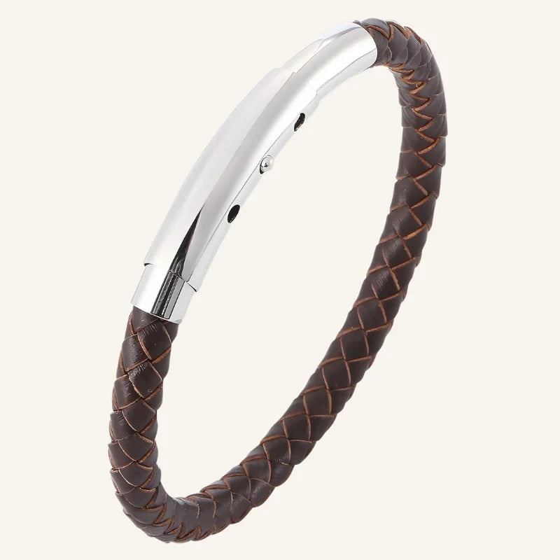 bracelet homme cuir fin marron