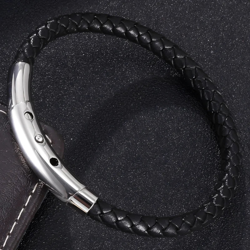 bracelet homme cuir fin noir