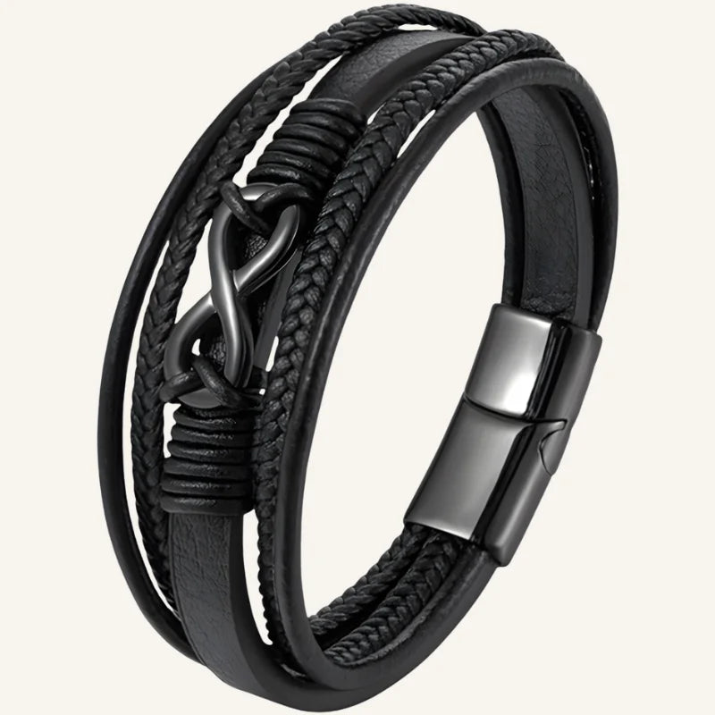 bracelet homme cuir infini noir