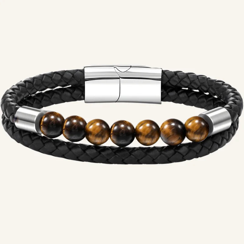 bracelet homme pierre cuir
