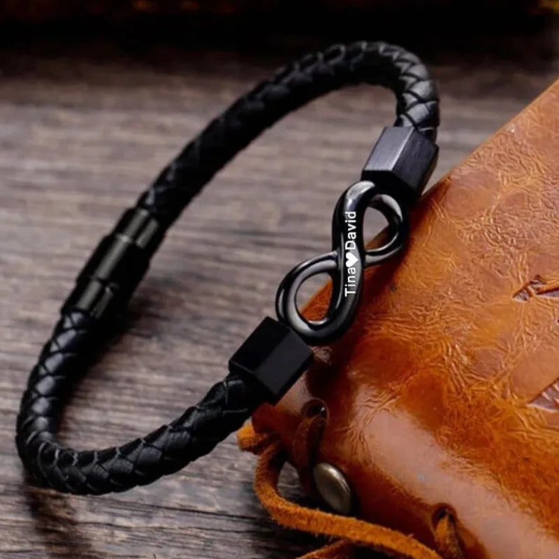 bracelet infini personnalisé cuir