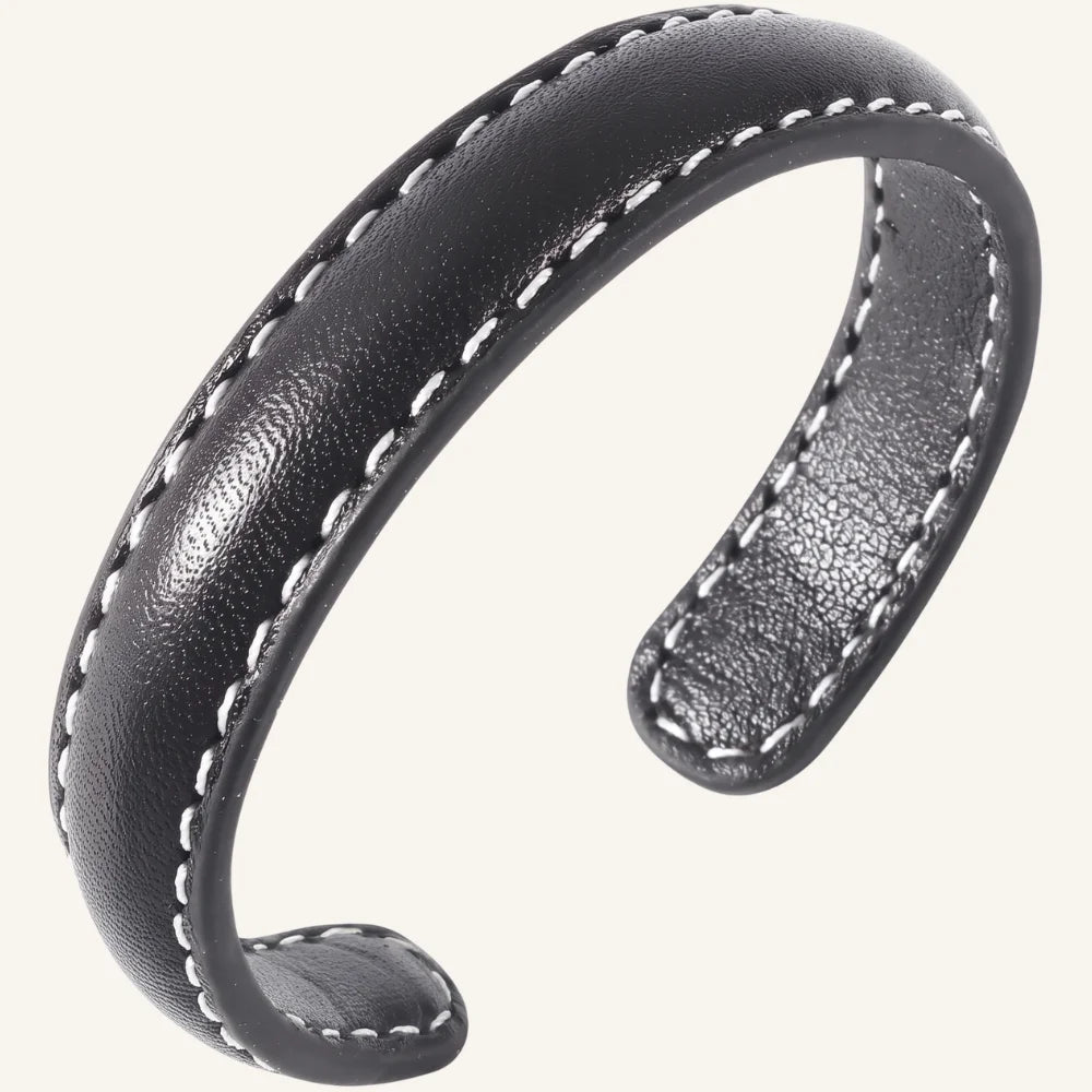 bracelet jonc cuir surpiqué