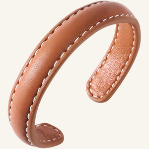 bracelet jonc en cuir surpiqué