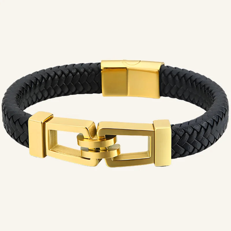 bracelet lien cuir acier