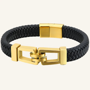 bracelet lien cuir acier