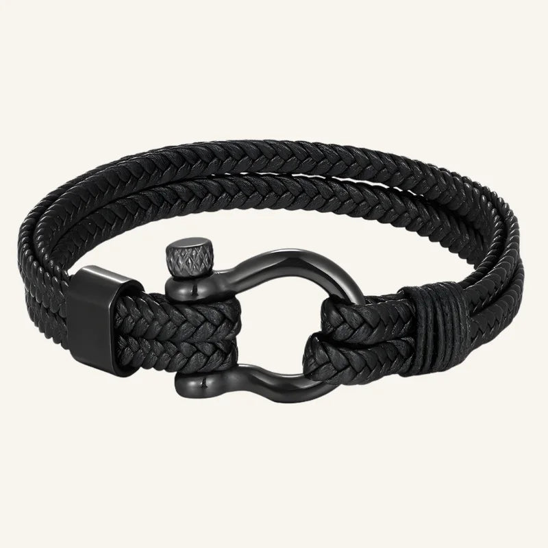 bracelet lien cuir noir