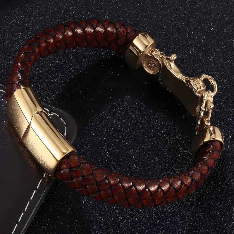 bracelet moto marron