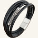 bracelet multi-rangs acier et cuir