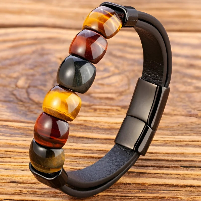 bracelet œil de tigre cuir