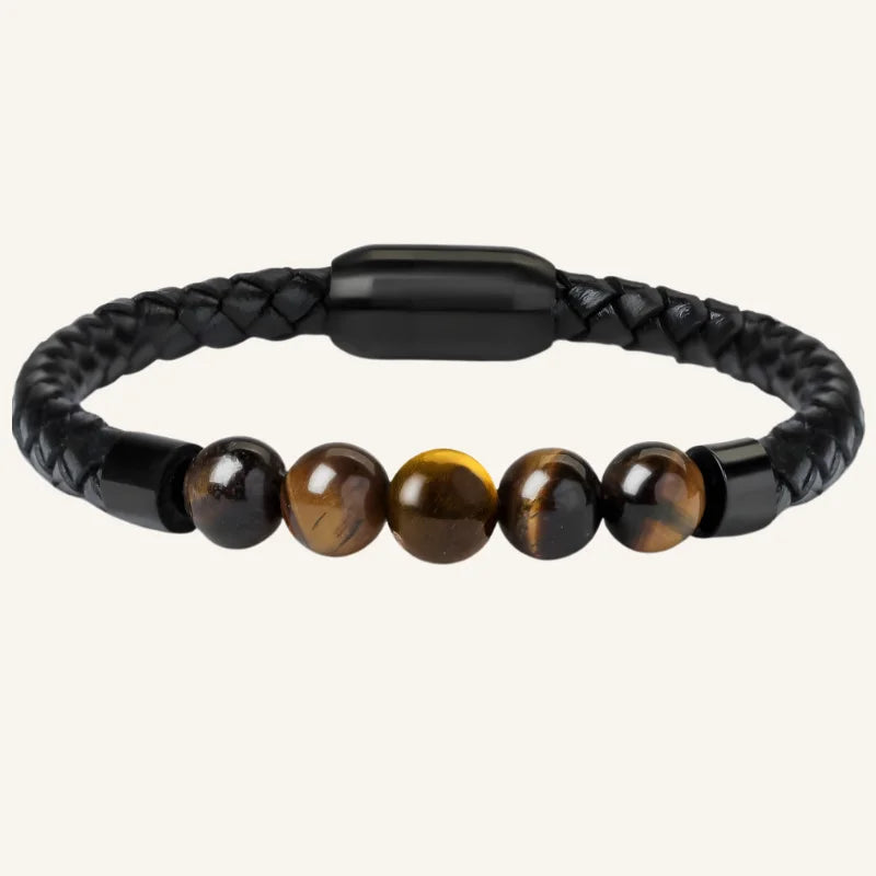Bracelet œil de tigre cuir