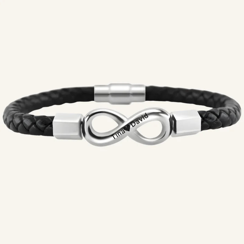 bracelet personnalisé cuir argenté