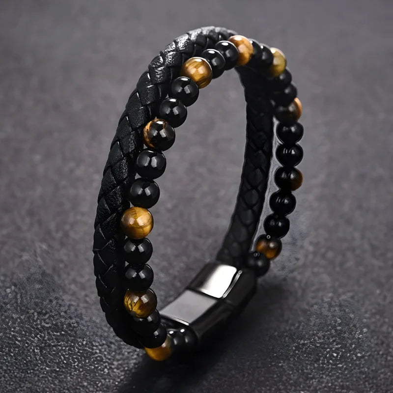 bracelet pierre naturelle et cuir