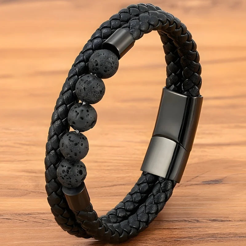 bracelet pierres et cuir