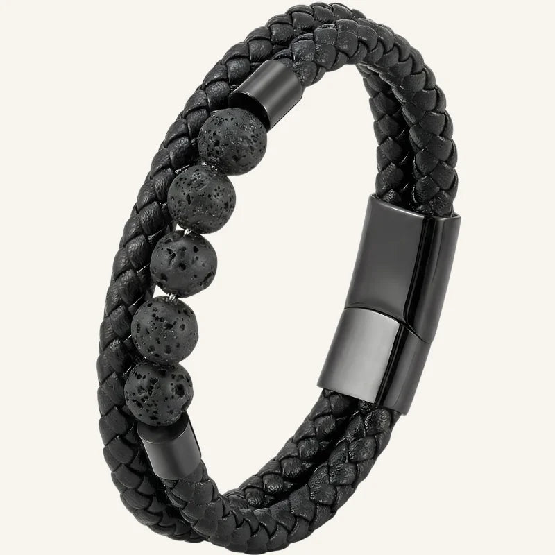 bracelet pierres naturelles cuir