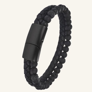 bracelet pierres naturelles et cuir pierre volcanique