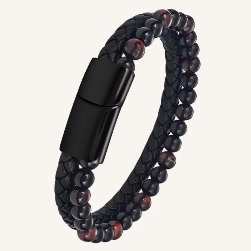 bracelet pierres naturelles et cuir