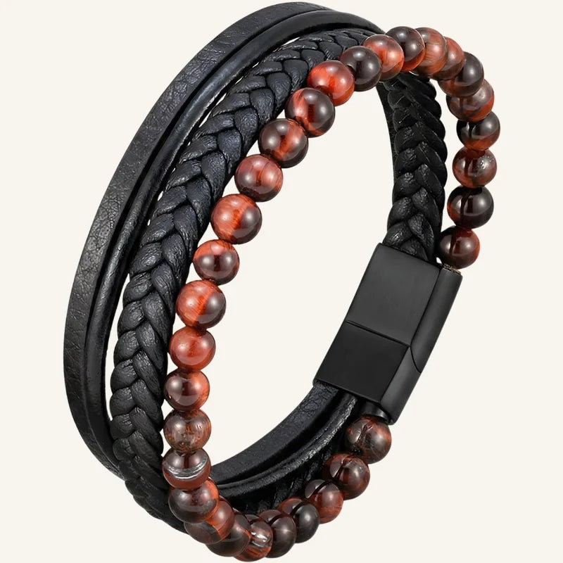 bracelet pierres naturelles et cuir