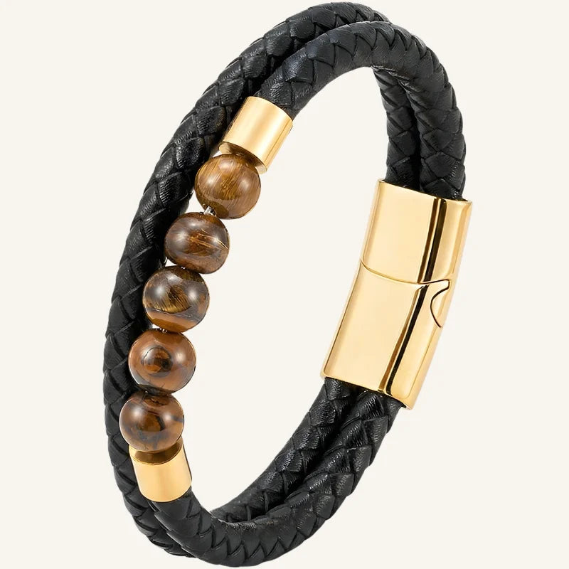 bracelet pierres naturelles et cuir