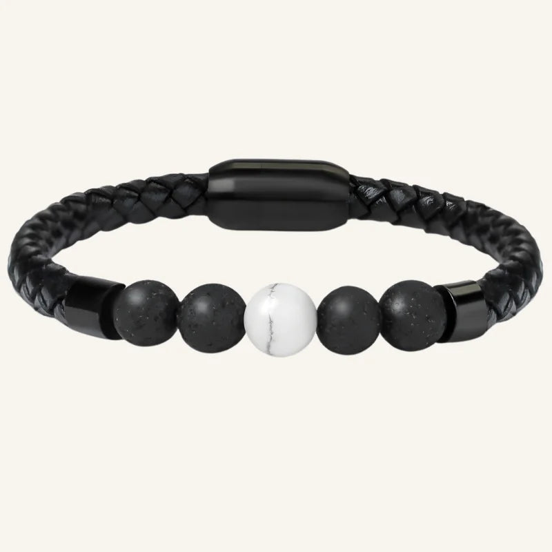 bracelet pin blanc cuir