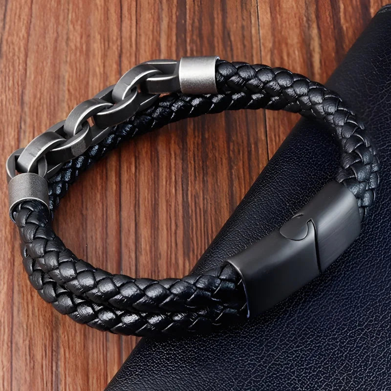 démo bracelet chaîne cuir