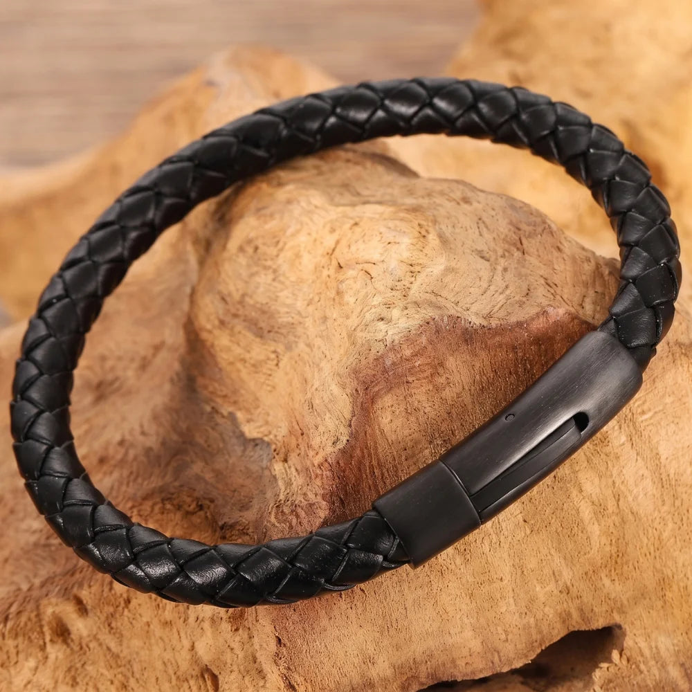 démo bracelet cordon cuir tressé Image