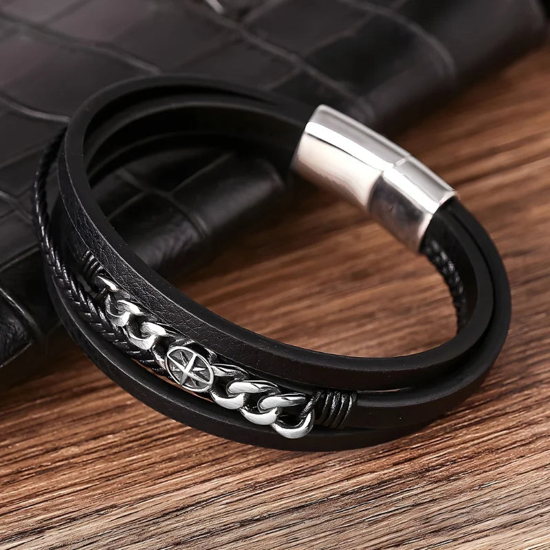 démo bracelet cuir boussole