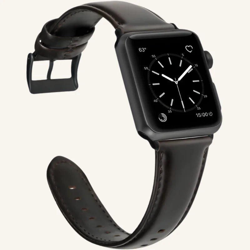 démo bracelet cuir ciré pour Apple Watch