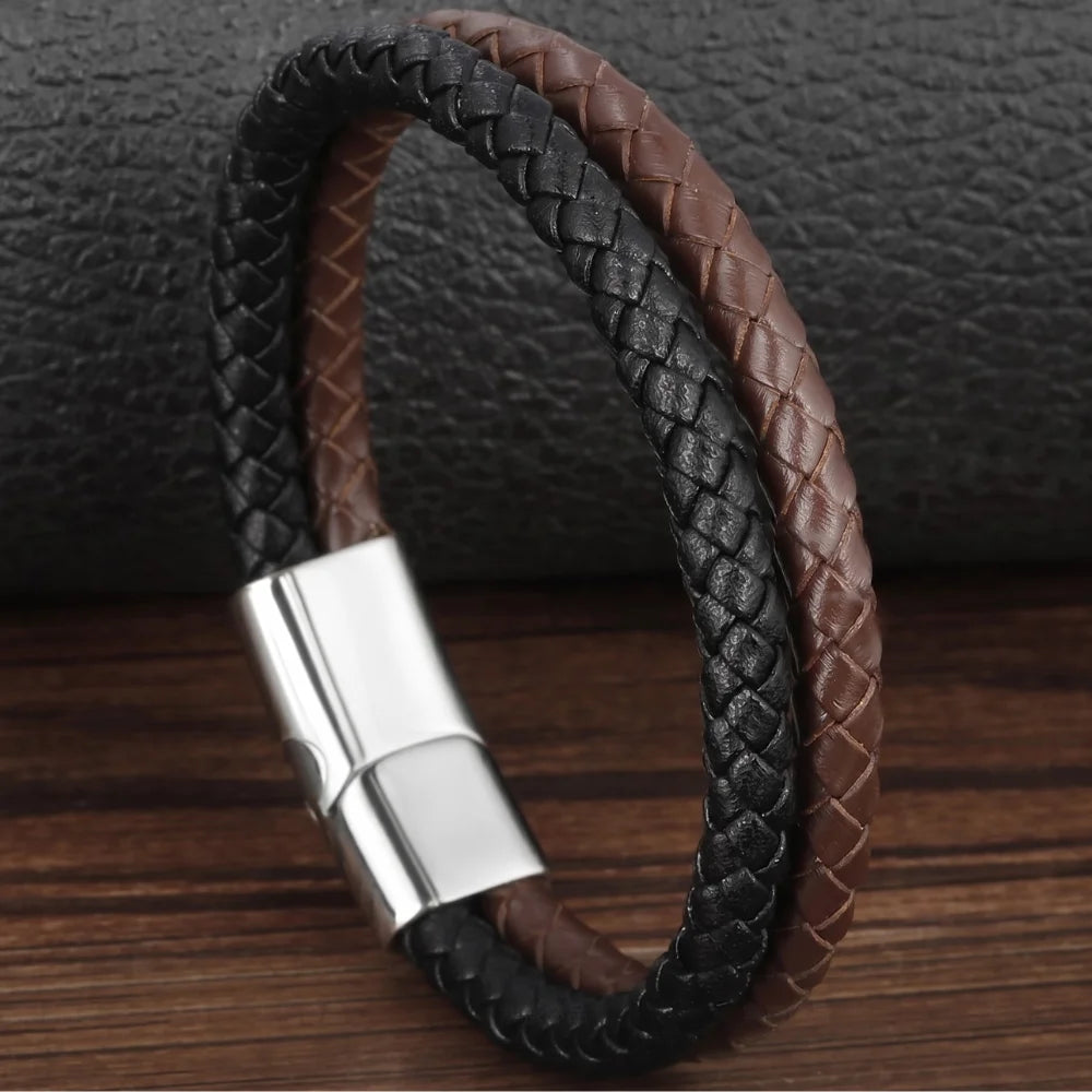 démo bracelet cuir double bicolore