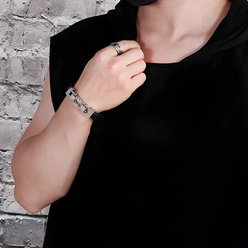 démo bracelet cuir engrenage