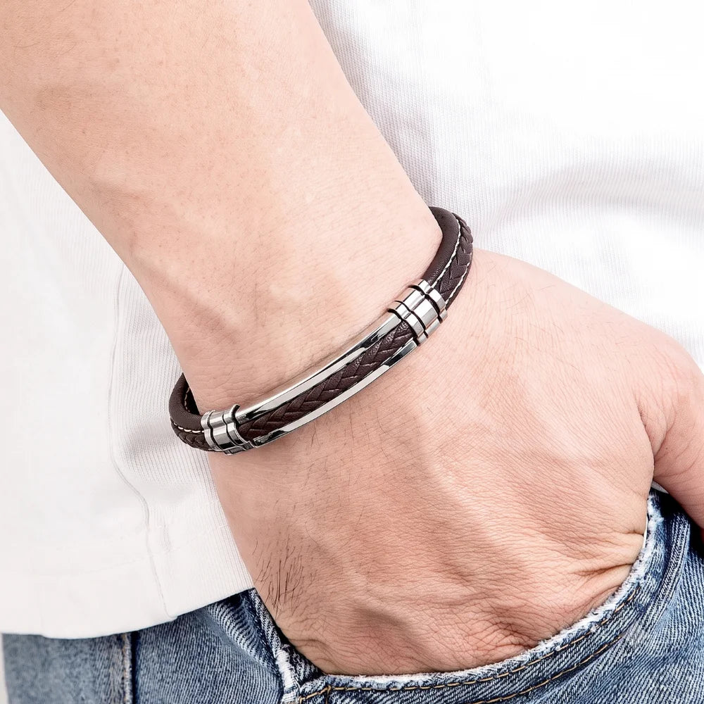 démo bracelet cuir et acier
