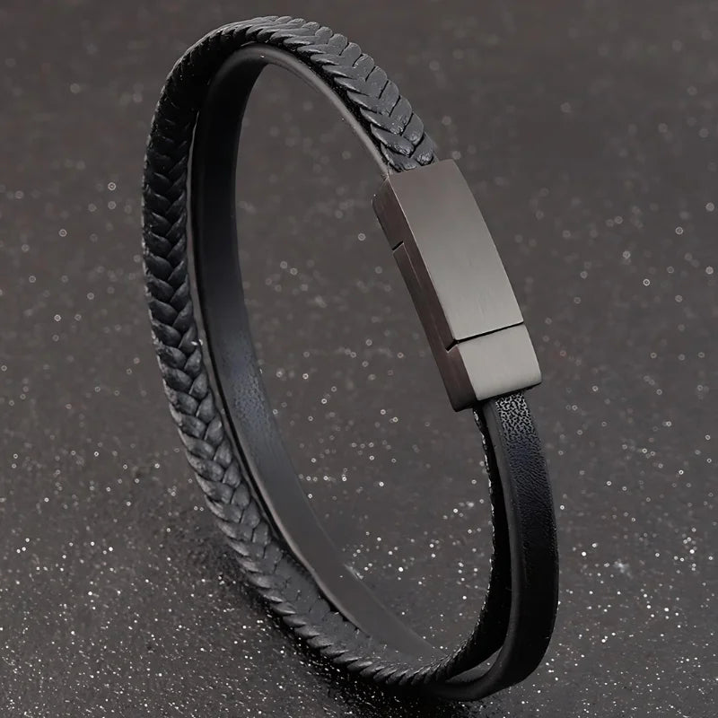 démo bracelet cuir fin noir