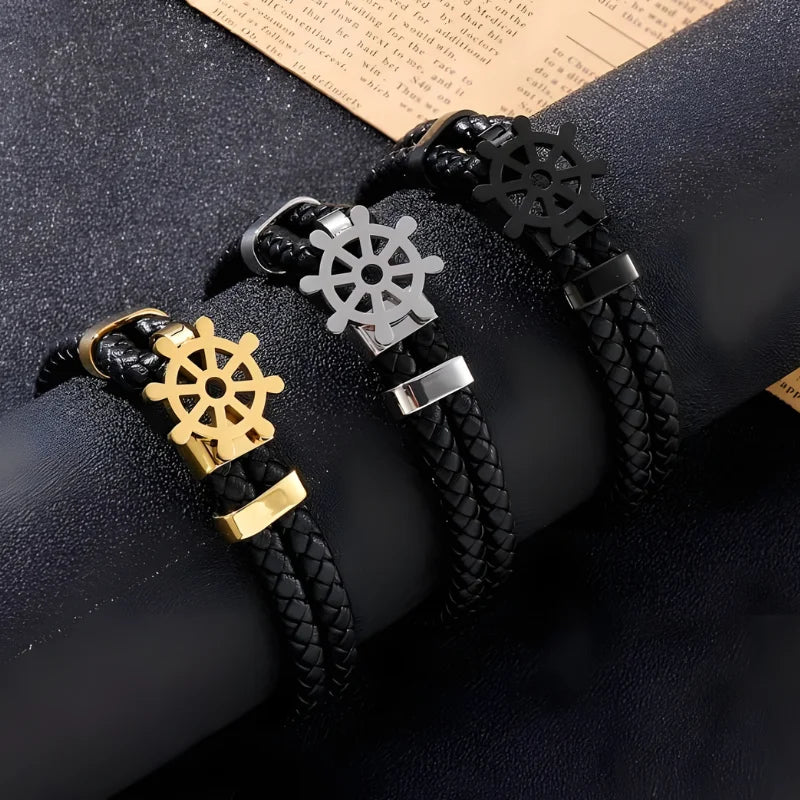 démo bracelet cuir gouvernail