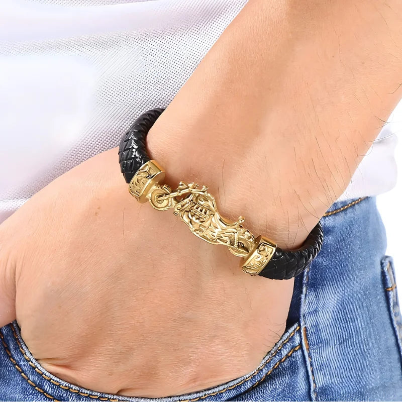 démo bracelet cuir moto