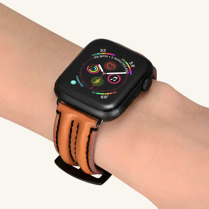 démo bracelet cuir pour Apple Watch