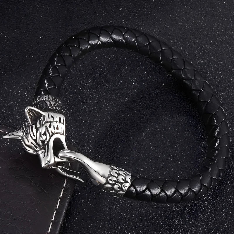 démo bracelet cuir tête de loup