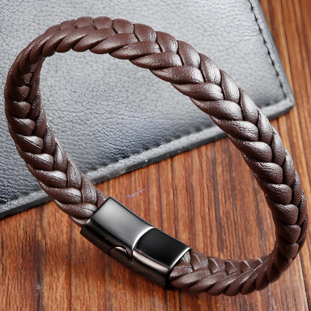 démo bracelet cuir tressé double épaisseur