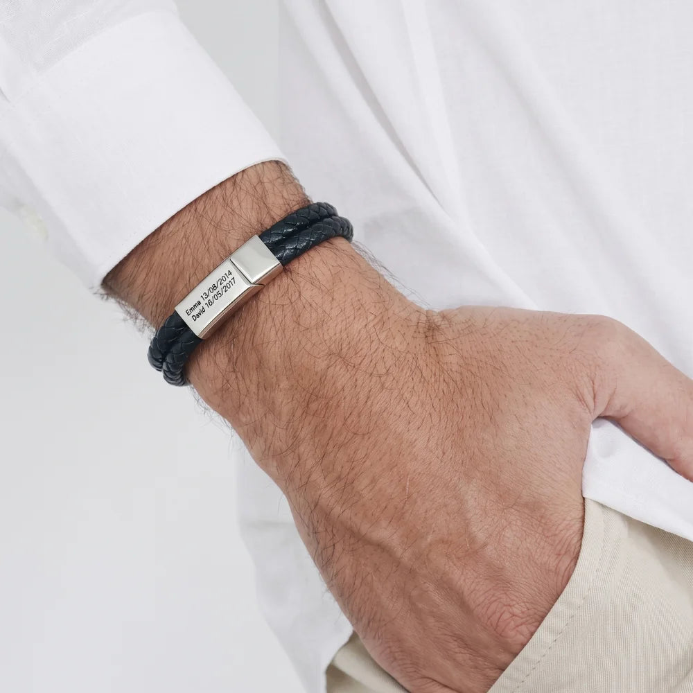 démo bracelet double en cuir personnalisé